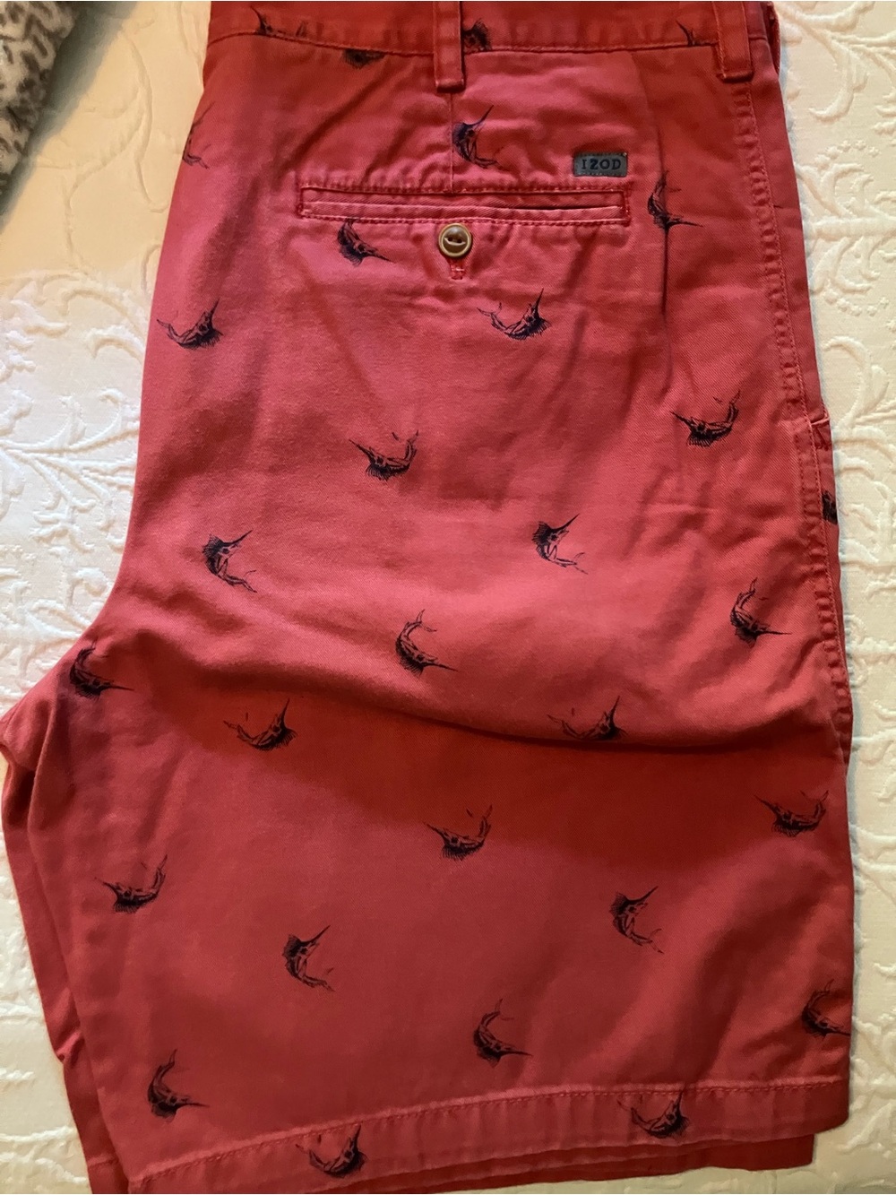 Izod Red Embroidered Marlin Chino Pants